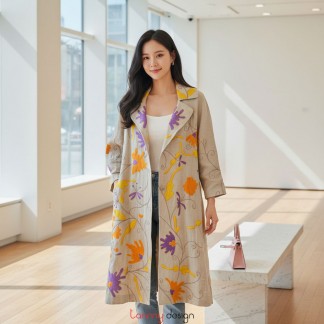 Embroidered hibiscus coat